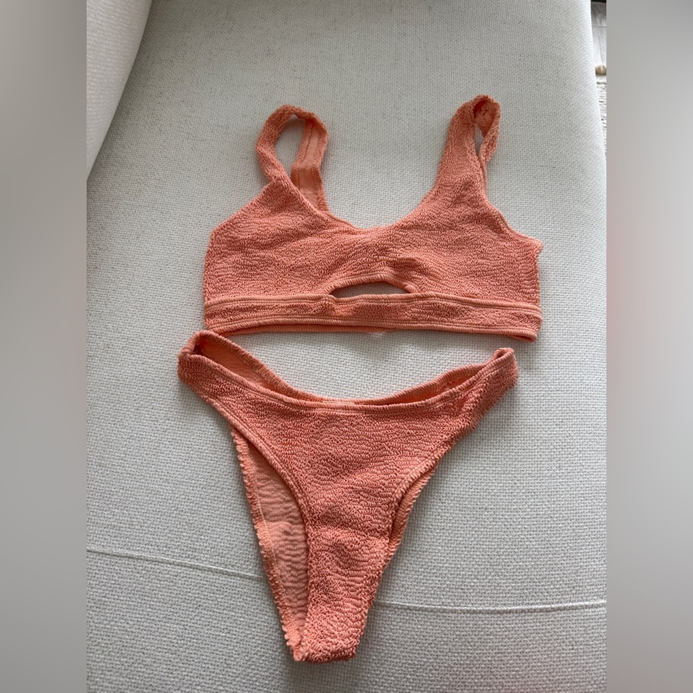 Surf Gypsy Textured Scrunched Peach Bikini Set O/S